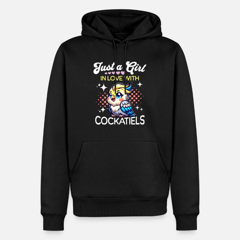 Nymphensittich Mädchen - Männer Premium Bio Hoodie - Schwarz