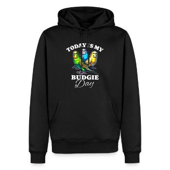 Perruche ondulée - Sweat à capuche Premium bio Homme - noir - Devant - Nico (187cm)