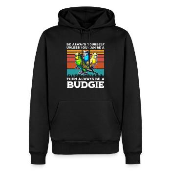 Wellensittich Spruch - Männer Premium Bio Hoodie - Schwarz - Vorne - Nico (187cm)