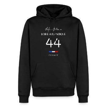 Life is better in LOIRE-ATLANTIQUE Number 44 Loire - Men’s Premium Organic Hoodie - black - Front - Nico (187cm)