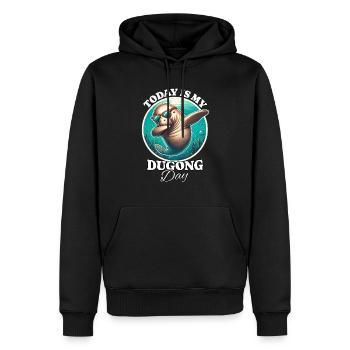 Seekuh Dugong - Männer Premium Bio Hoodie - Schwarz - Vorne - Nico (187cm)