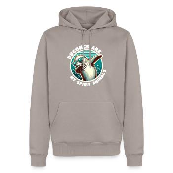 Dictons amusants de lamantins - Sweat à capuche Premium bio Homme - taupe - Devant - Nico (187cm)