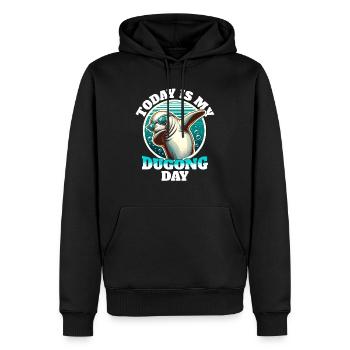 Seekuh Dugong - Männer Premium Bio Hoodie - Schwarz - Vorne - Nico (187cm)