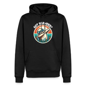 Seekuh Spruch Dugong - Männer Premium Bio Hoodie - Schwarz - Vorne - Nico (187cm)