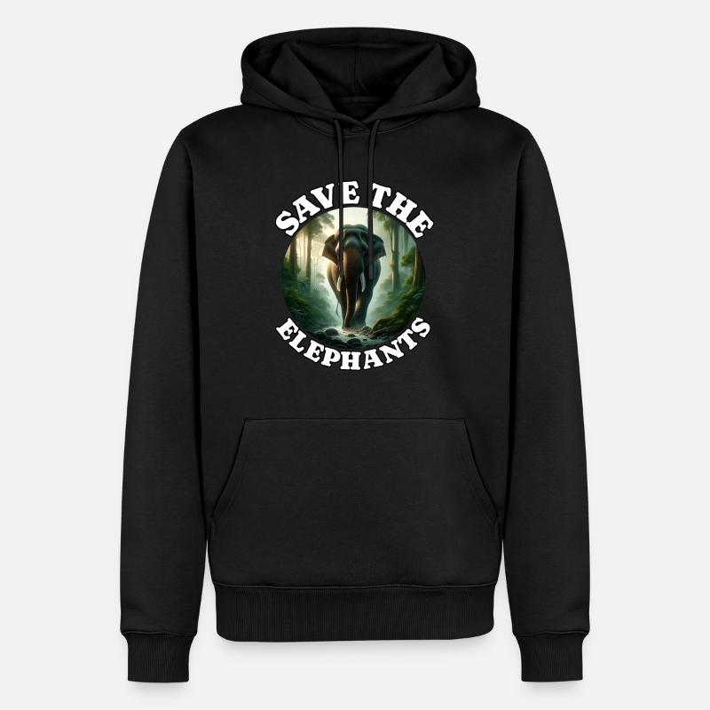 Éléphant de Sumatra - Sweat à capuche Premium bio Homme - noir