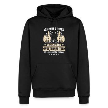 Dictons du Western Rider - Sweat à capuche Premium bio Homme - noir - Devant - Nico (187cm)