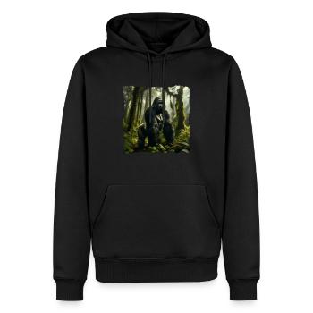 Gorille de montagne - Sweat à capuche Premium bio Homme - noir - Devant - Nico (187cm)