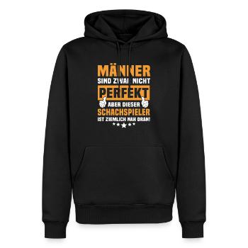 échecsDictons amusants de joueurs d’échecs - Sweat à capuche Premium bio Homme - noir - Devant - Nico (187cm)