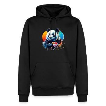 Cardio Pandabär EKG Panda - Männer Premium Bio Hoodie - Schwarz - Vorne - Nico (187cm)