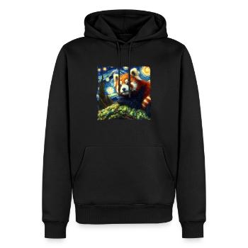Rød panda stjerneklar nat - Herre Premium økologisk hoodie - sort - Foran - Nico (187cm)