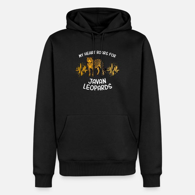 Java Leopard Herzlinie - Männer Premium Bio Hoodie - Schwarz