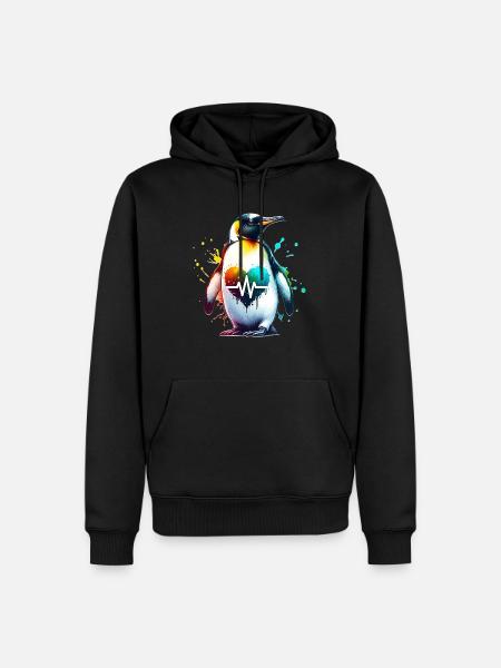 Galapagos Pinguin EKG - Männer Premium Bio Hoodie - Schwarz