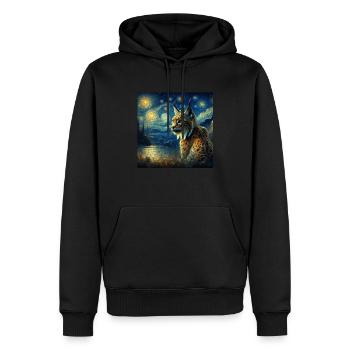 Lynx ibérique Nuit étoilée - Sweat à capuche Premium bio Homme - noir - Devant - Nico (187cm)