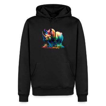 Rhino Nashorn - Männer Premium Bio Hoodie - Schwarz - Vorne - Nico (187cm)