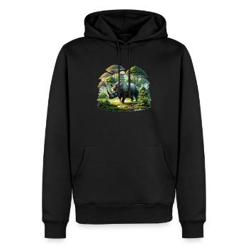 Rhino Nashorn - Männer Premium Bio Hoodie - Schwarz - Vorne - Nico (187cm)