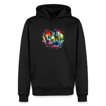 Rhino Nashorn EKG - Männer Premium Bio Hoodie - Schwarz - Vorne - Nico (187cm)