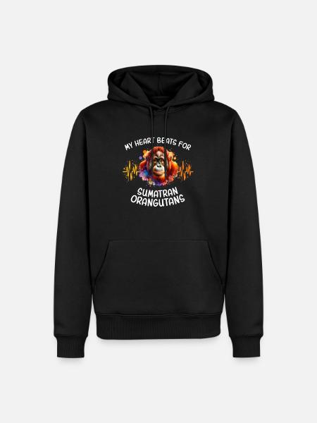 Orangutan Heartline - Men’s Premium Organic Hoodie - black