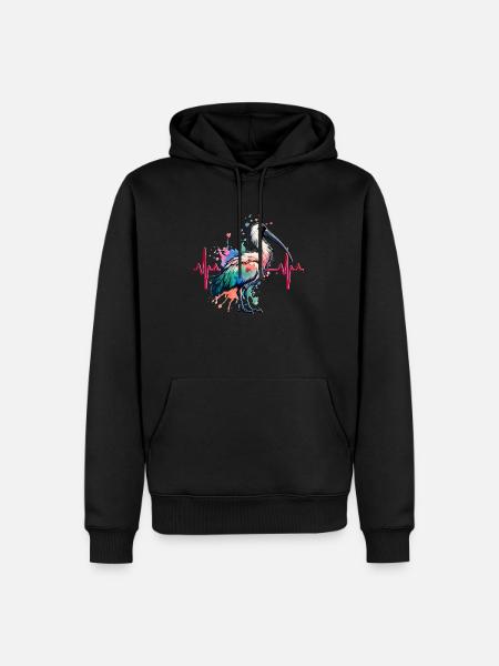 Waldrapp EKG Storch - Männer Premium Bio Hoodie - Schwarz