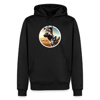 Afrikanischer Wildhund - Männer Premium Bio Hoodie - Schwarz - Vorne - Nico (187cm)