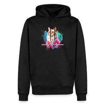 ECG de chat andin - Sweat à capuche Premium bio Homme - noir - Devant - Nico (187cm)