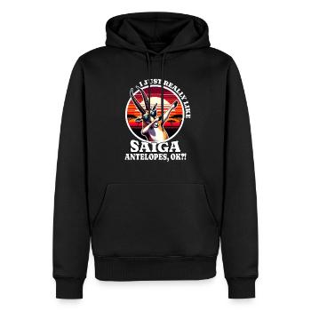 Ich Liebe Saiga Antilope Spruch - Männer Premium Bio Hoodie - Schwarz - Vorne - Nico (187cm)