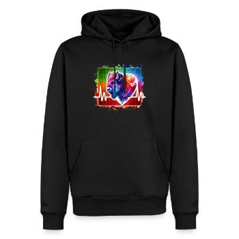 Bison Präriebison EKG - Männer Premium Bio Hoodie - Schwarz - Vorne - Nico (187cm)