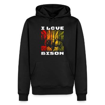 Plains Bison Bison Präriebison - Männer Premium Bio Hoodie - Schwarz - Vorne - Nico (187cm)