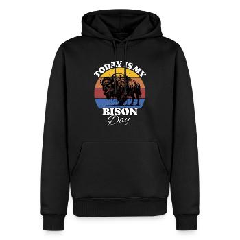 Bison de bison - Sweat à capuche Premium bio Homme - noir - Devant - Nico (187cm)