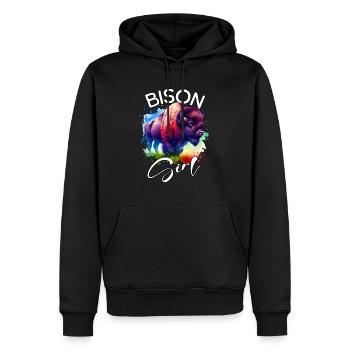 Bison Fille Buffle - Sweat à capuche Premium bio Homme - noir - Devant - Nico (187cm)