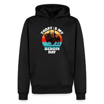 Bison de bison - Sweat à capuche Premium bio Homme - noir - Devant - Nico (187cm)