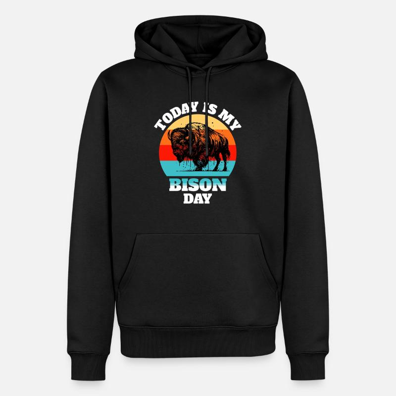 Büffel Bison - Männer Premium Bio Hoodie - Schwarz