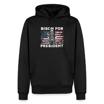 Bison For President - Männer Premium Bio Hoodie - Schwarz - Vorne - Nico (187cm)