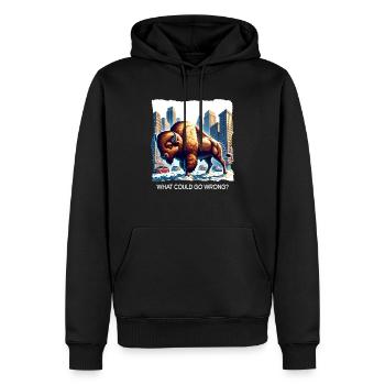 Drôle de dicton de bison - Sweat à capuche Premium bio Homme - noir - Devant - Nico (187cm)
