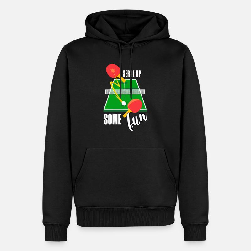 Lustiger Ping Pong Spruch - Männer Premium Bio Hoodie - Schwarz