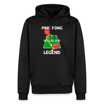 Légende du ping-pong - Sweat à capuche Premium bio Homme - noir - Devant - Nico (187cm)