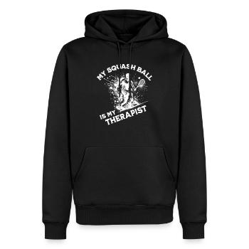 Drôle de dicton de courge - Sweat à capuche Premium bio Homme - noir - Devant - Nico (187cm)