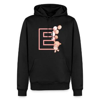 Lettre e rose ours - Sweat à capuche Premium bio Homme - noir - Devant - Nico (187cm)