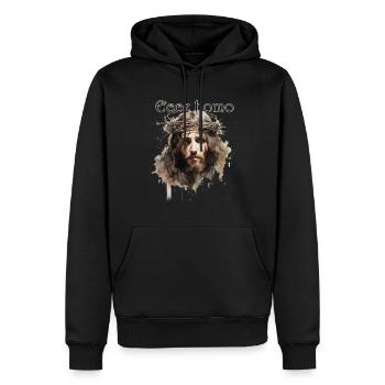 Ecce Homo - Sweat à capuche Premium bio Homme - noir - Devant - Nico (187cm)