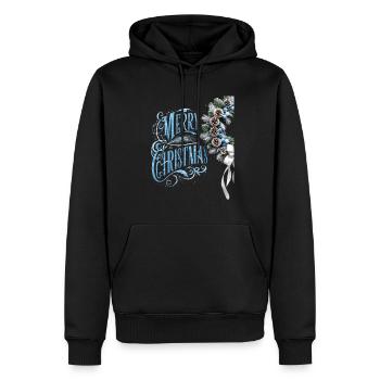 Joyeux Noël neige Noël Vacances - Sweat à capuche Premium bio Homme - noir - Devant - Nico (187cm)