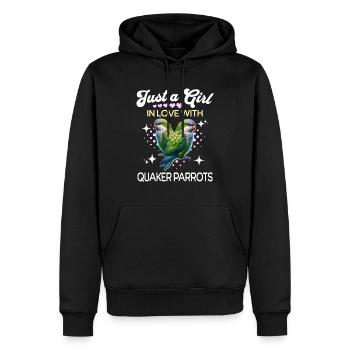 Moine Perruche Fille Quaker Perroquet - Sweat à capuche Premium bio Homme - noir - Devant - Nico (187cm)