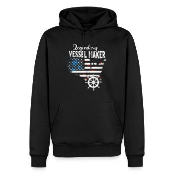 Shipbuilders US - Men’s Premium Organic Hoodie - black - Front - Nico (187cm)