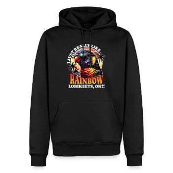 J’adore le dicton Rainbow Lori - Sweat à capuche Premium bio Homme - noir - Devant - Nico (187cm)