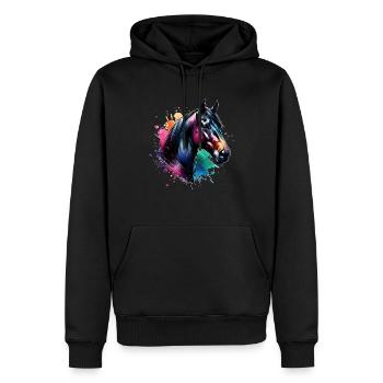 Traber Motiv Pferd - Männer Premium Bio Hoodie - Schwarz - Vorne - Nico (187cm)