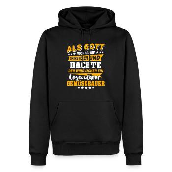 Dictons des maraîchers - Sweat à capuche Premium bio Homme - noir - Devant - Nico (187cm)