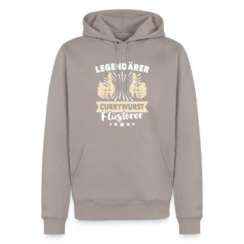 Currywurst Sprüche - Männer Premium Bio Hoodie - Taupe - Vorne - Nico (187cm)