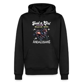 Fille andalouse Andalousie - Sweat à capuche Premium bio Homme - noir - Devant - Nico (187cm)