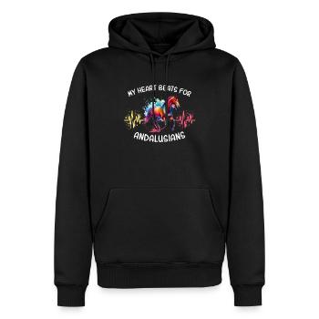 Andalusier Herzlinie Pferd - Männer Premium Bio Hoodie - Schwarz - Vorne - Nico (187cm)