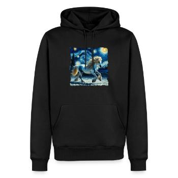 Nuit étoilée islandaise Cheval islandais - Sweat à capuche Premium bio Homme - noir - Devant - Nico (187cm)