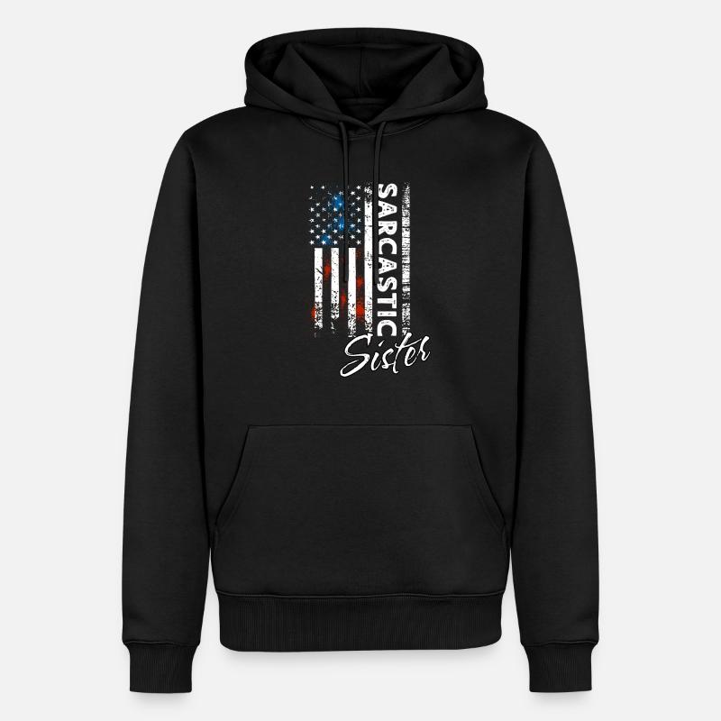 Sarkastischer Schwester - Männer Premium Bio Hoodie - Schwarz