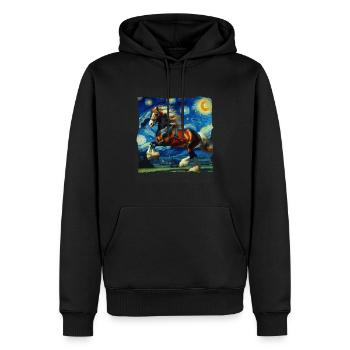 Cheval de la Comté, Nuit étoilée - Sweat à capuche Premium bio Homme - noir - Devant - Nico (187cm)